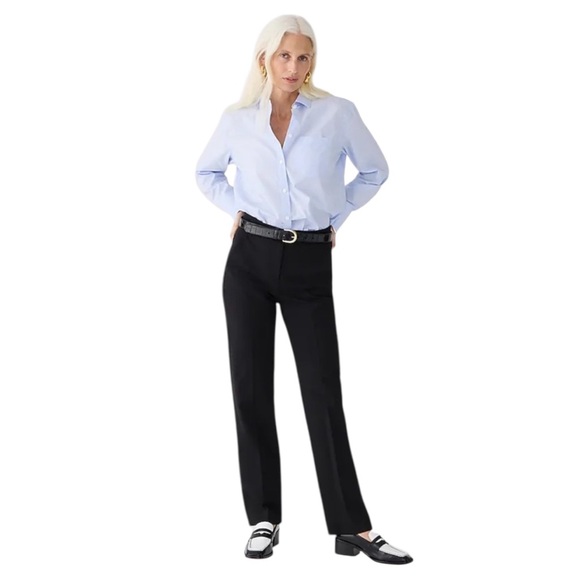 NWT J. Crew Kate Straight Leg Pant in Bi-Stretch Cotton Blend. Black‎ Size 00 - Picture 1 of 6